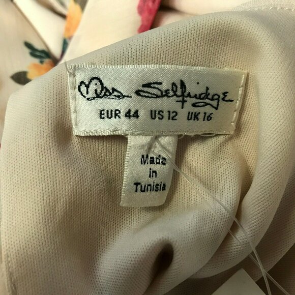 Miss Selfridge Floral Ruffled Open Back Cottagecore Tiered Lined Dress Sz 12 NEW - Picture 9 of 10